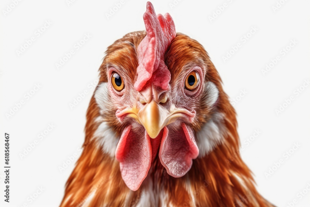 close up of a chicken isolated on white background with 8k high resolution