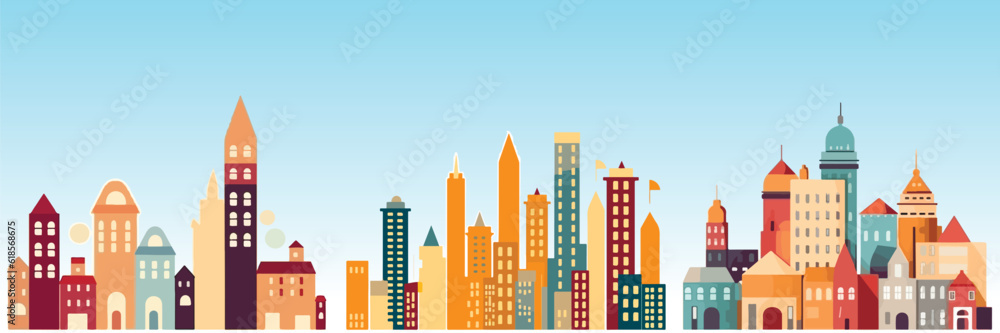 Abstract flat vector illustration of modern city.