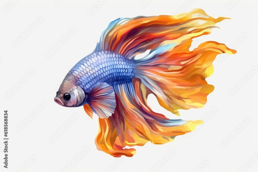 Obraz premium colorful betta fish isolated on white background with 8k high resolution