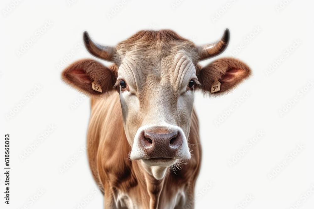 Naklejka premium portrait of a cow isolated on white background with 8k high resolution