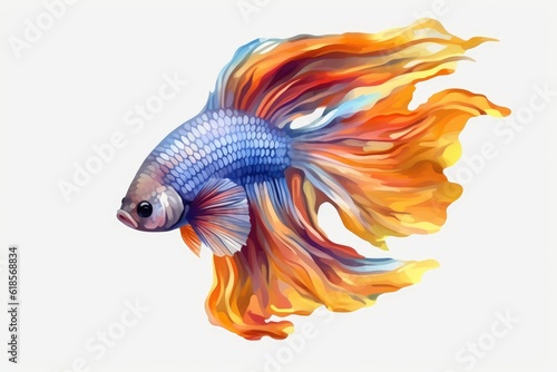 colorful betta fish isolated on white background with 8k high resolution © Waqas