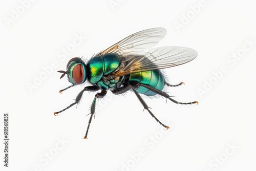 close up of a fly isolated on white background with 8k high resolution © Waqas
