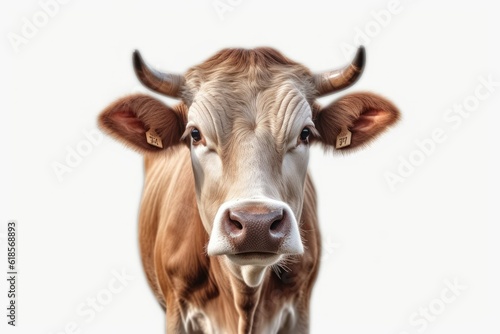portrait of a cow isolated on white background with 8k high resolution