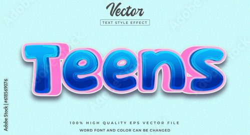 editable text teens 3d text style