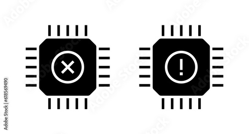Microchip supply shortage vector icon set. Chip  error symbol
