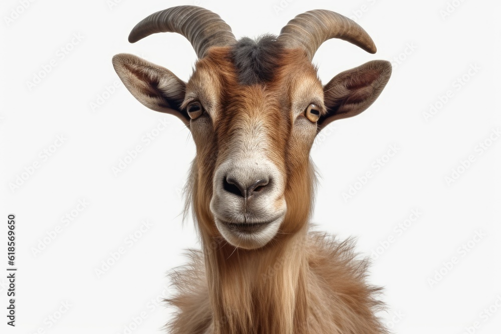 close up of a goat face PNG 8k isolated on white background