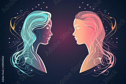 Visual contact. Two opponents facing each other. People talk face to face.AI generated