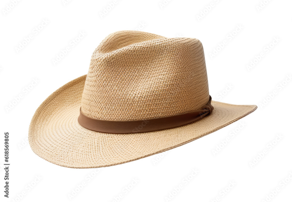 Male sammer straw hat isolated on transparent background
