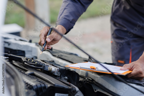 car mechanic working Engine repair and maintenance service