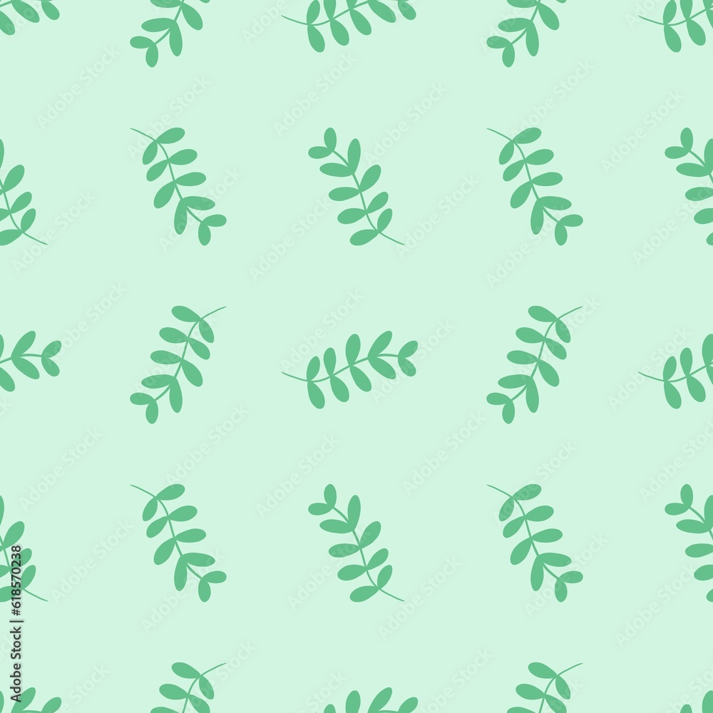 Leaf seamless pattern on pastel green background Leaf seamless pattern on pastel green background
