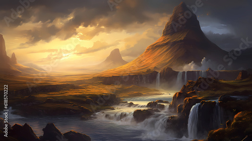 Illustration of a beautiful view of Iceland