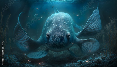 deep underwater creature  mouth aquatic generative a.i.