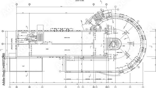 Vector sketch of architectural design illustration of a shopping center mall building in the middle of the city
