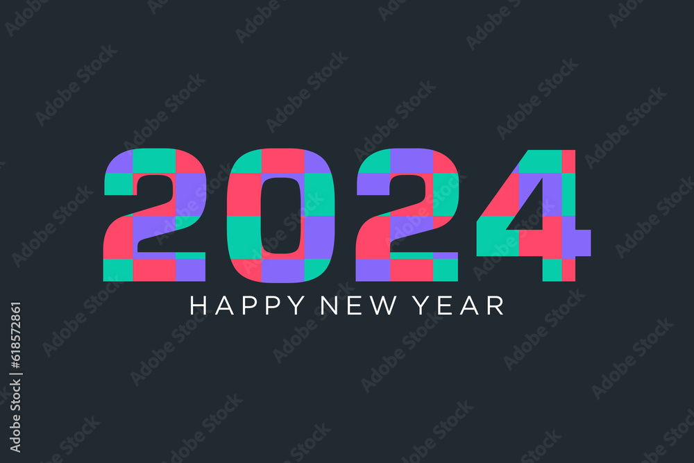 2024 Happy New Year logo design vector. colorful new year 2024 design