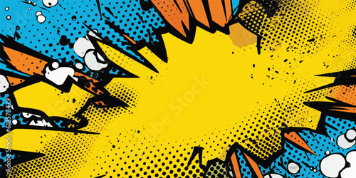 Canvastavla VIntage retro comics boom explosion crash bang cover book design with light and dots