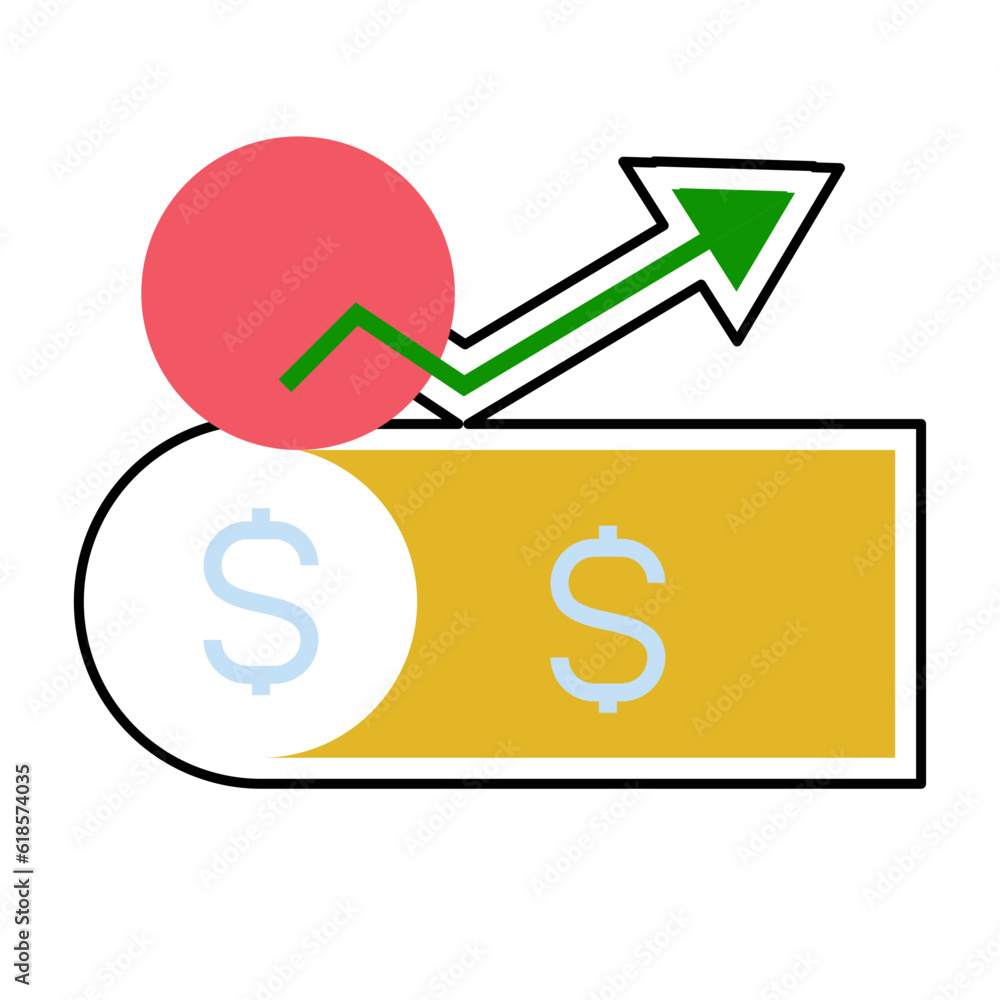 Sticker Money Growth design vector icon design vector line icon svg Sticker Money Growth design vector icon design vector line icon svg