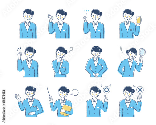 女性オペレーターの表情　バリーエーションセット