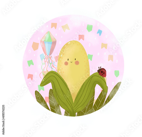 Corn Cute Illustracion St Jhon Party