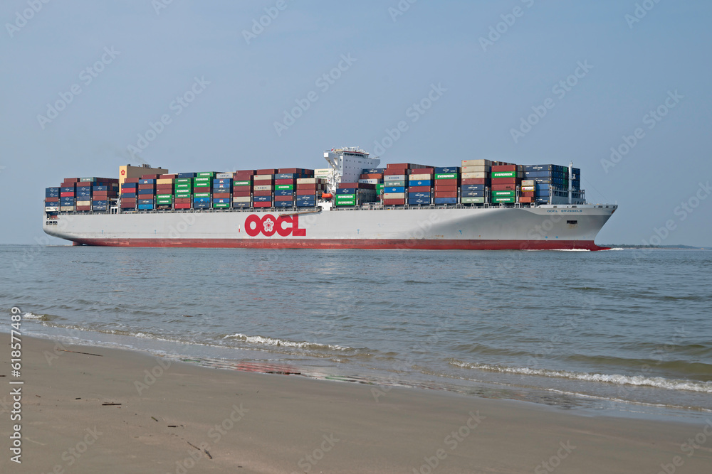 Iob Ship Orient Overseas Container Line's cargo ship Brussels sails into ...