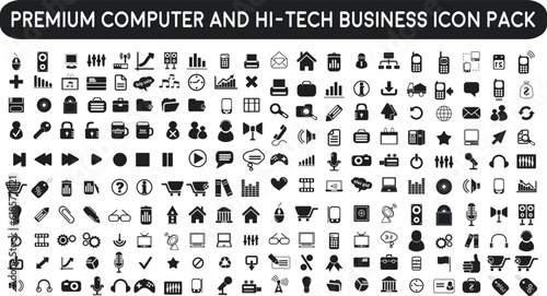 set of icons | premium Computer Computer Accessories and Hi-Tech Business icon pack with addition Trendy Normal Routine signs 200 icon pack