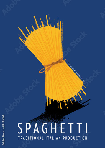 spaghetti vintage illustration for production