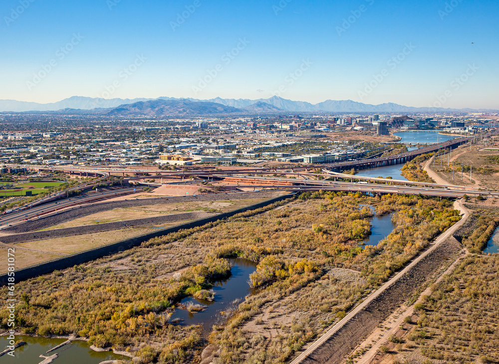 Water and Wildlife in the Salt River at the Mesa/Tempe Border