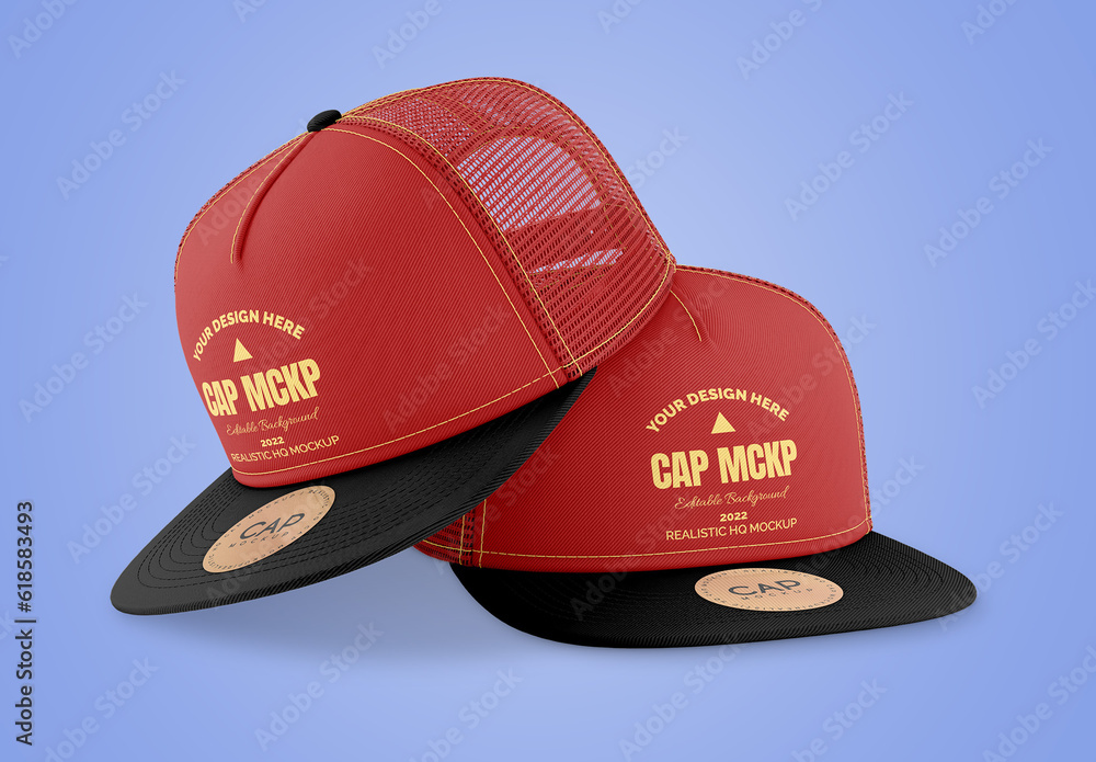 Snapback Cap with Sticker Mockup Template Stock Template Adobe Stock