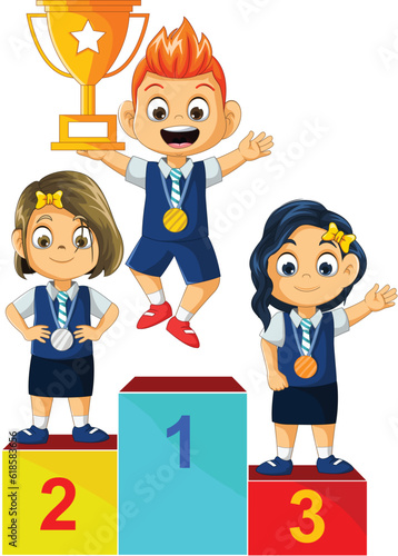 kids champion in podium