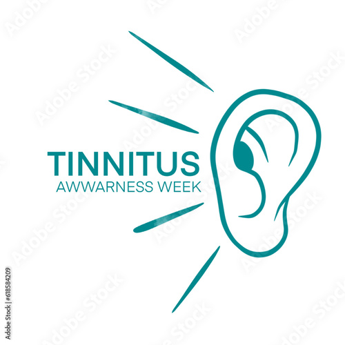 Tinnitus Awareness Week vector. Human ear with tinnitus icon vector. Ring in the ear vector 