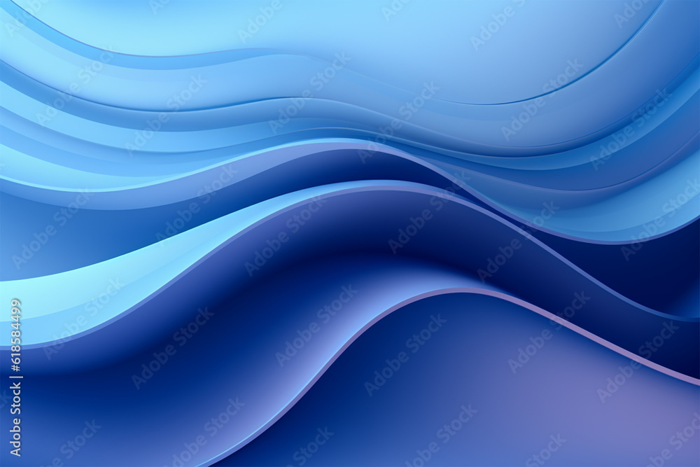Fototapeta premium Blue abstract background with wavy lines. illustration for your design