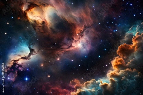 Colorful Space Galaxy Cloud Nebula. Starry Night Cosmos. Universe Science Astronomy. Supernova background wallpaper Generative AI