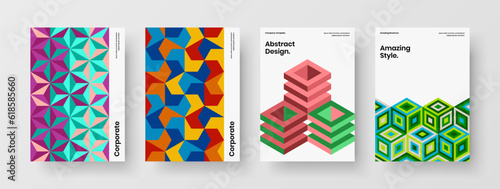 Simple catalog cover vector design illustration bundle. Modern geometric pattern corporate identity layout composition.