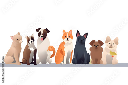 originais: Flat vector illustration group of cute pets on white background banner design 