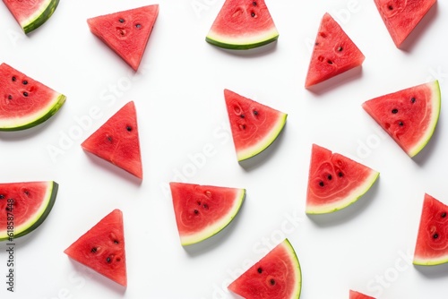 Pattern of fresh sliced watermelon isolated on a white background