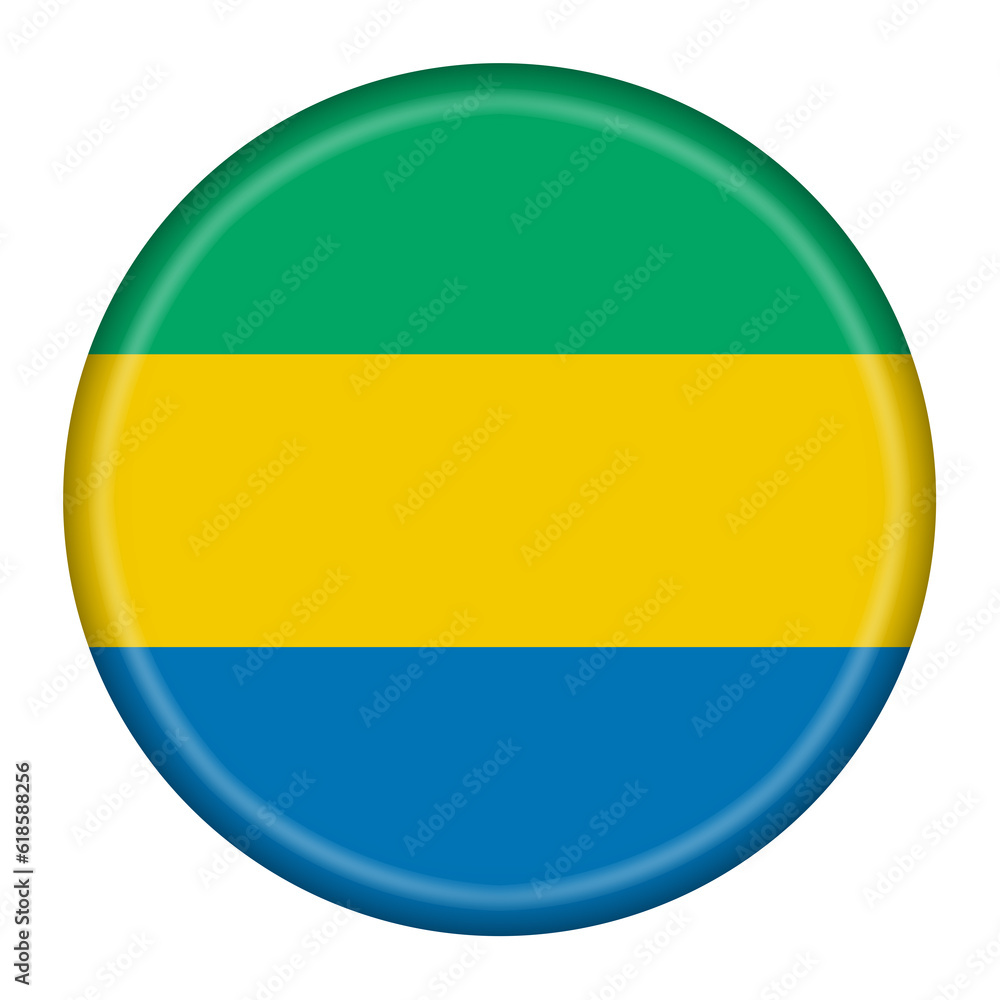 Gabon flag button 3d illustration with clipping path Gabon flag button 3d illustration with clipping path