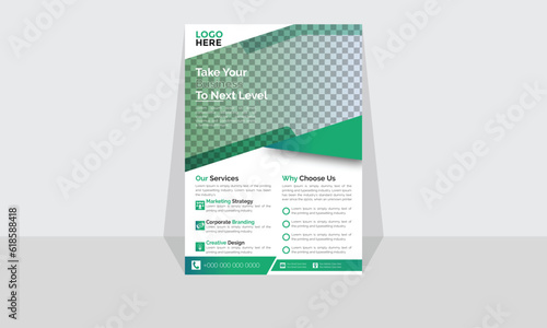 Modern Corporate and Creative Flyer Design Template Vertical Name Flyer Simple and Clean Green and Black Business Flyer Vector Illustration Colorful Gradient Flyer Design Brochure Design Banner White