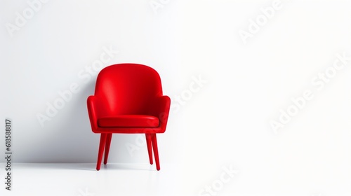 Strategic Seat of Success, Red Chair Symbolizing Business Strategy and Innovation on a White Background, generative ai.