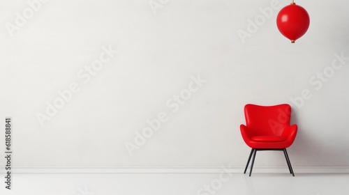 Strategic Seat of Success, Red Chair Symbolizing Business Strategy and Innovation on a White Background, generative ai.