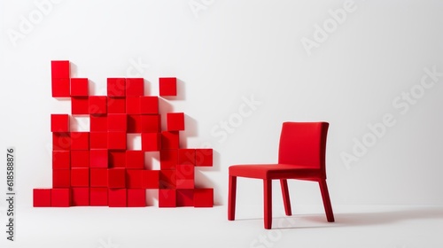 Strategic Seat of Success  Red Chair Symbolizing Business Strategy and Innovation on a White Background  generative ai.