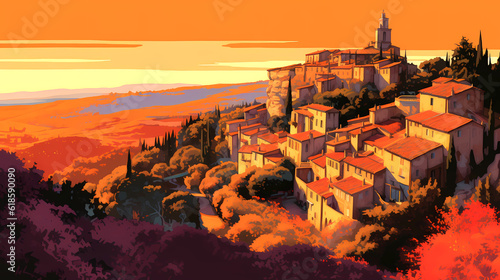 Illustration of beautiful view of Gordes  France