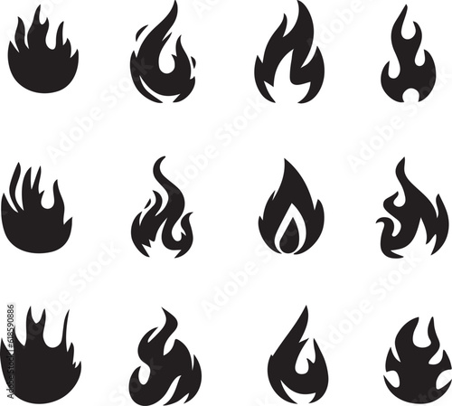 set of fire shapes which can take depending on the conditions and the materials involved. Here are a few common shapes that fire can exhibit