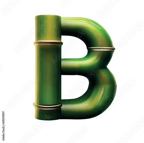 capital letter B in green bamboo  with black background