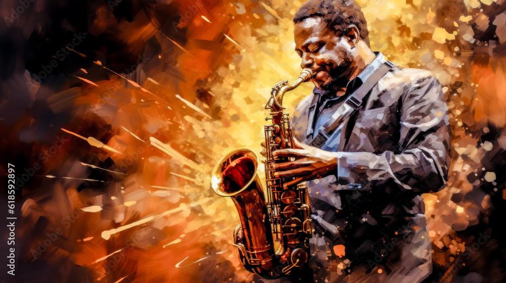 custom made wallpaper toronto digitalIndependent Jazz Musicians Playing Solo Instruments Abstract Illustration and Painting Digital Art Generative AI KI Wallpaper Background Backdrop 