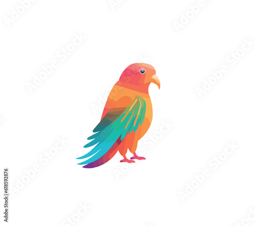 Flat vector illustration of colorful parrot isolated on white background