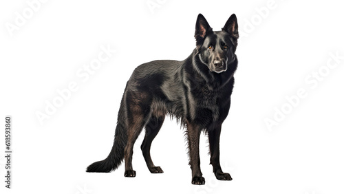 Black German Shepherd Dog isolated on a transparent background 