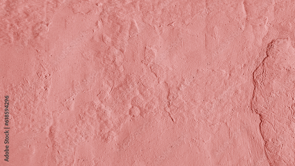 Fototapeta premium Vintage, old stucco plaster wall background, close up grunge texture of red painted cement, concrete wall texture. Wallpaper, backdrop, architecture design element