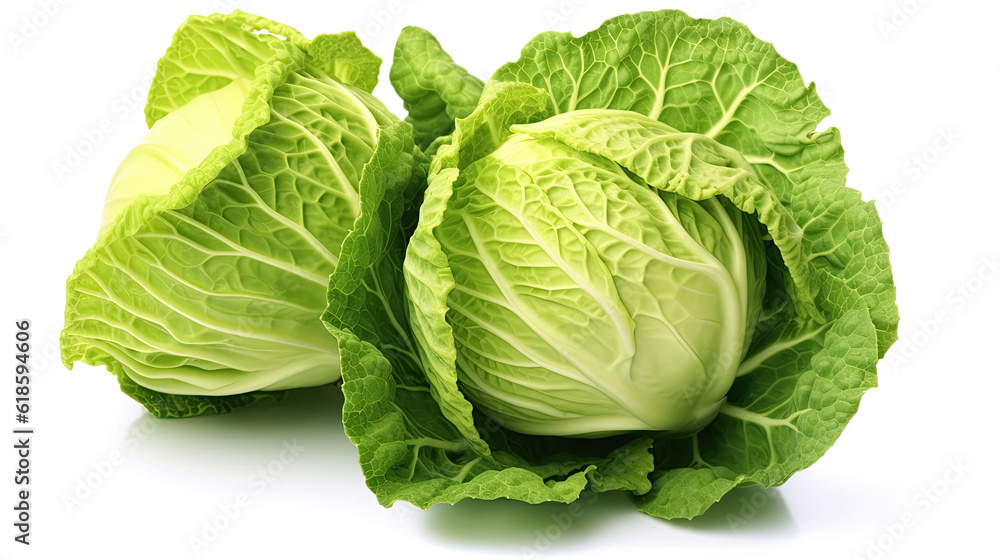 photorealism of cabbage isolated on white background,Ai generative. photorealism of cabbage isolated on white background,Ai generative.