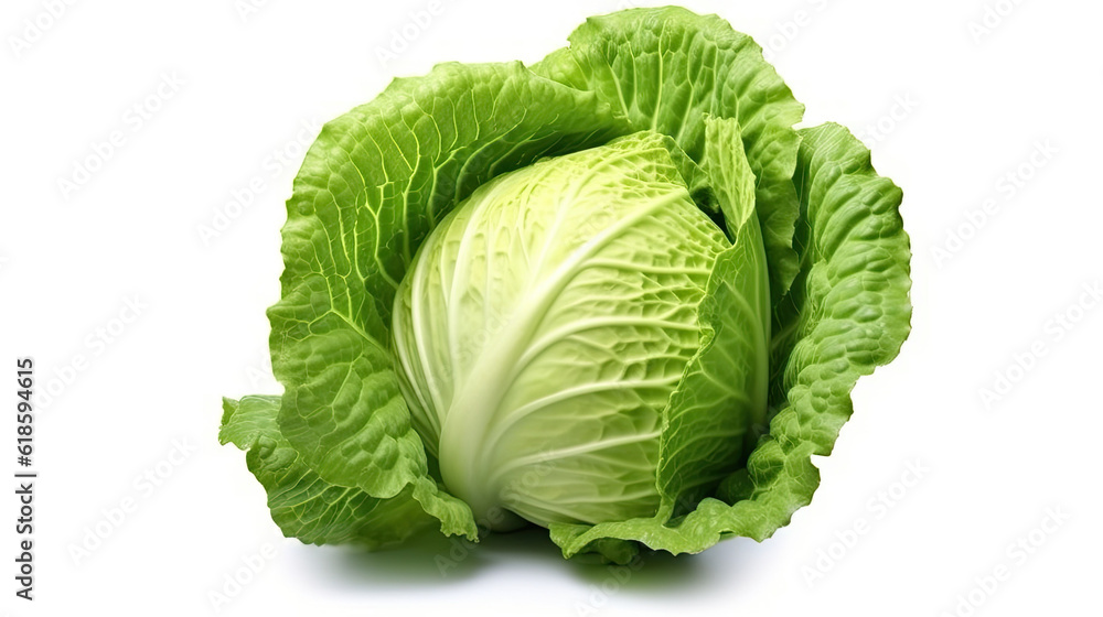 photorealism of cabbage isolated on white background,Ai generative. photorealism of cabbage isolated on white background,Ai generative.