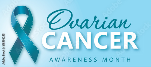 Blue Green Ribbon – Ovarian Cancer Symbol – v1