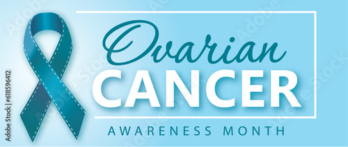 Blue Green Ribbon – Ovarian Cancer Symbol – v2